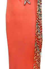 Early 1970s Bob Mackie Ray Aghayan One Shoulder Beaded Jersey Dress