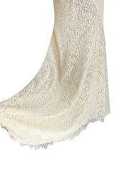 Romantic 2007 Valentino Ivory Silk Chiffon & Lace One Shoulder Bias Cut Dress