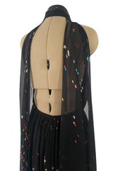 Resort 2014 Givenchy by Riccardo Tisci Backless & Caped Panel Silk Chiffon Dotted Confetti Print Dress