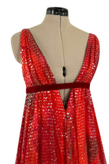 Spectacular 1960s William Travilla Plunging Sequin Covered Couture Silk Dress