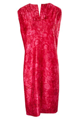 Mid 1950s Christian Dior London Demi-Couture Raspberry Printed Silk Coat & Dress Set