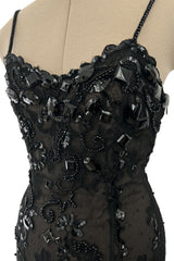 Superb 1970s Christian Dior by Marc Bohan Demi-Couture Net Lace Dress w Elaborate Beading