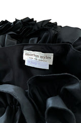 1980s Morton Myles Dramatic Ruffled and Bowed One Shoulder Dress