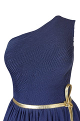 Museum Held 1975 Hubert de Givenchy Haute Couture One Shoulder Silk Dress w Matching Cape