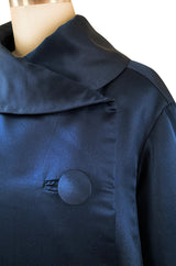 Important Fall 1958 Christian Dior by Yves Saint Laurent Haute Couture Deep Blue Silk Evening Coat