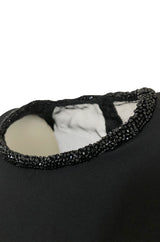 1990s Gianfranco Ferre Transparent Back w Bead Detailing Black Dress