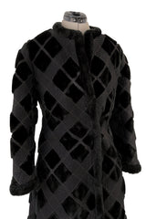 Fantastic 1970s Givenchy Top Stitched & Pacthwork Mixed with Faux Fur Deep Brown Coat