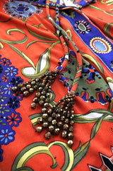 1960s Emilio Pucci Printed Silk Dress w Coppola e Toppo Tassel Belt