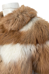 Custom Made c.1968- 1972 Christian Dior Two Toned Caramel & Cream Fluffy Sheepskin Fur Coat