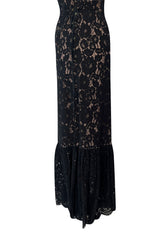 Easy to Wear 2010s Lanvin by Alber Elbaz Black Lace Illusion Dress w Button Front