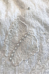 1970s Thea Porter White Embroidered Muslin Butterfly Applique Dress