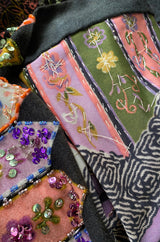 1960s Valentina Beaded & Sequin Elaborate Printed Felt Jersey Maxi Skirt