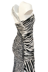 Fall 2008 Balmain by Christophe Decarnin Runway Zebra & Leopard Print Dress w Crystal Bolt