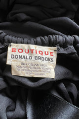 Incredible 1971-1973 Donald Brooks Backless Black Jersey Dress w Ribbon Ties
