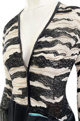 1996 Hanae Mori Haute Couture Hand Beaded Silk Chiffon & Printed Silk Dress