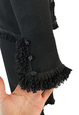 Cruise 2003 Chanel by Karl Lagerfeld Black Boucle Suit w Loop Wool Edging