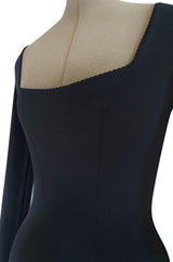 Early 1990s Azzedine Alaia Black Knit Mini Dress w Sheer Raised Edge Skirt & Boy Short Interior