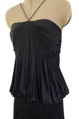 Spring 2004 Chloe By Phoebe Philo Black Slinky Nylon Jersey Runway Halter Dress