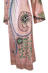 Rare Antique / 1920s Hand Embroidered & Sequinned Pink Silk Cheongsam Textile Example Dress