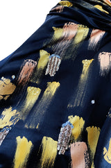 Fall 2008 Oscar De La Renta Strapless Hand Painted Gold & Black Silk Dress