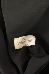 Fall 1985 Valentino Haute Couture Silk Crepe with Black Velvet & Crystal Bow Dress
