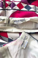 Iconic 1960s Emilio Pucci Pink Print Velvet Pant & Tunic/Dress Set