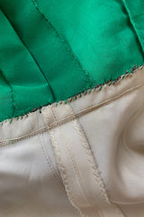 c.1954 Jeanne Lanvin Castillo Haute Couture Emerald & Gold Organza Dress