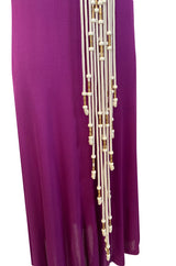 1972 Bob Mackie Ray Aghayan Purple Jersey Dress w Macrame