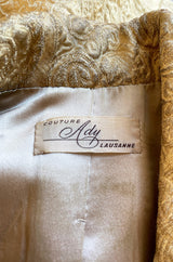 Fall 1977 or Fall 1980 Ady Couture Lausanne Yves Saint Laurent Haute Couture Copy Gold Metallic Thread Jacket