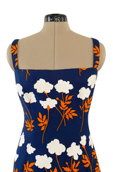 Spring 1973 Givenchy Haute Couture Lovely Long Stem Floral Print Dress & Jacket Set