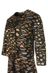 1960s Nina Ricci Metallic Gold Silver Silk Brocade Dress & Jacket Suit Set
