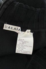 Documented Spring 1992 Azzedine Alaia Black Knit Mini Dress w Curving Halter Neckline