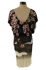 Iconic Spring 2003 Gucci by Tom Ford Runway Cherry Blossom Kimono Mini Dress