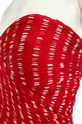 Important Spring 1986 Valentino Haute Couture Red & White Dot Strapless Silk Chiffon Dress
