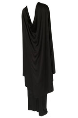 c.1981 Bill Tice Multiple Ways To Wear Black Jersey One Shoulder Dress