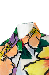 Spring 1992 Todd Oldham Floral Top w Rainbow Striped Jacket & Skirt Suit