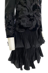 Documented Fall 1994 Valentino Haute Couture Hand Beaded & Pleated Top, Skirt & Jacket Suit Set