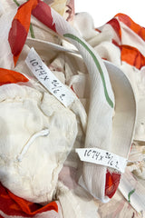 Incredible Numbered 1930s Huge Coral Flower Print Bias Cut Silk Chiffon Ivory Dress