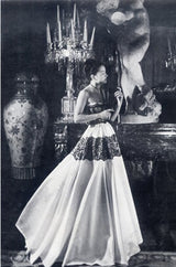 Rare c.1947 Nina Ricci Early Haute Couture Strapless Black Lace & Silk Taffeta Dress