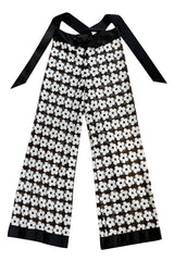 Spring 2015 Chanel by Karl Lagerfeld Black Net & White Sequin Flower Pant & Top Set