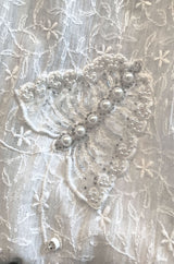 1970s Thea Porter White Embroidered Muslin Butterfly Applique Dress