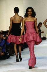 Spring 1987 Yves Saint Laurent Runway & Ad Campaign Pink Ruffle Dress