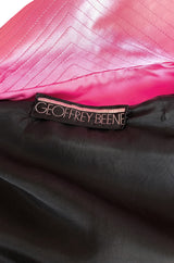 1960s Geoffrey Beene Fitted Pink Collar & Cuffs Black Coat Dress