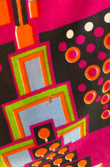 c.1974 Lanvin by Jules-Francois Crahay Pretty Printed Dress w Scarf