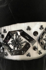 1967 Jacques Heim Couture Bead & Transparent Panel Velvet Dress