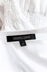 Spring 2006 Roberto Cavalli White Cotton Plunging Mini Dress