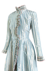 1998 Balmain by Oscar de la Renta Haute Couture Striped Silk Evening Coat Dress & Pant Set