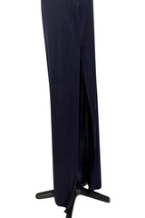 Weightless Early 2000s John Anthony Couture Transparent Blue Lace Bodice One Sleeve Silk Jersey Dress
