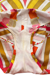 1968 Emilio Pucci Two Piece Pastel Colored Print Cotton Bikini Swimsuit