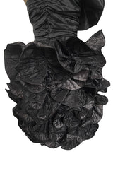 Incredible Fall 1985 Christian Dior by Marc Bohan Black Silk Taffeta Dress w Extravagant Ruffles